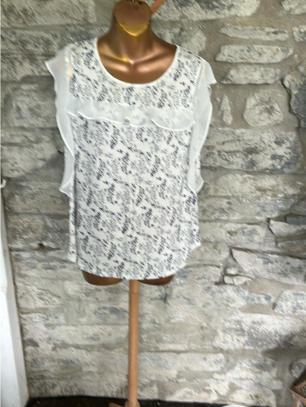 Cream and Navy Floral Top